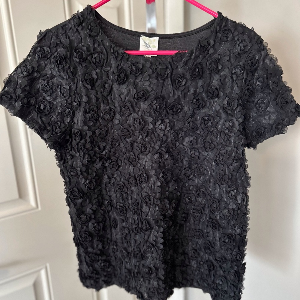 Elegant Black Floral Women's Top